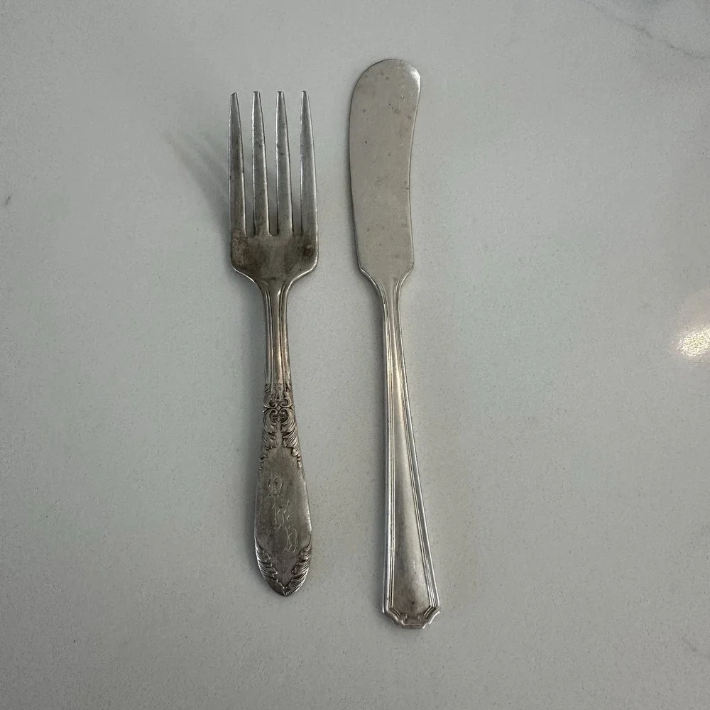 Misc‎ Silverplate Baby Fork & Butter Knife National Silver Plate Vernon Silver P